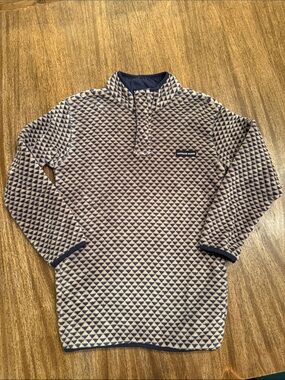YM Southern Marsh Arapaho Fleece Pullover Navy & Cream Geometric Quarter-Snap